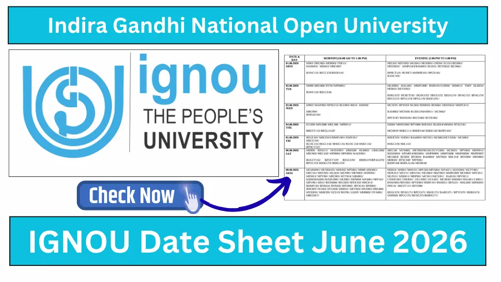 IGNOU Date Sheet June 2026